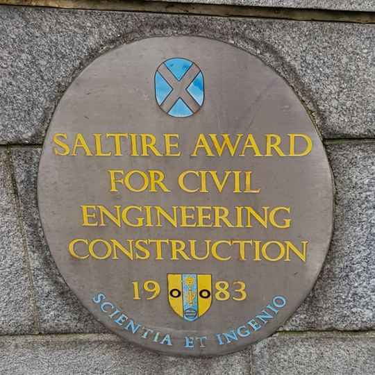 Commemorating plaque marking the Marischal Street Bridge winning the Saltire Award