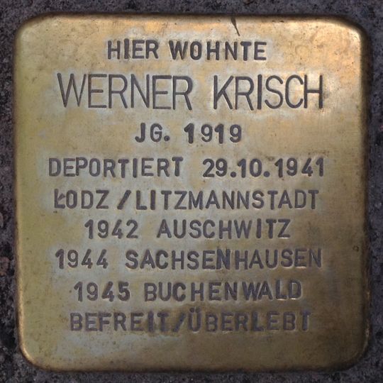 Stolperstein en memoria de Werner Krisch