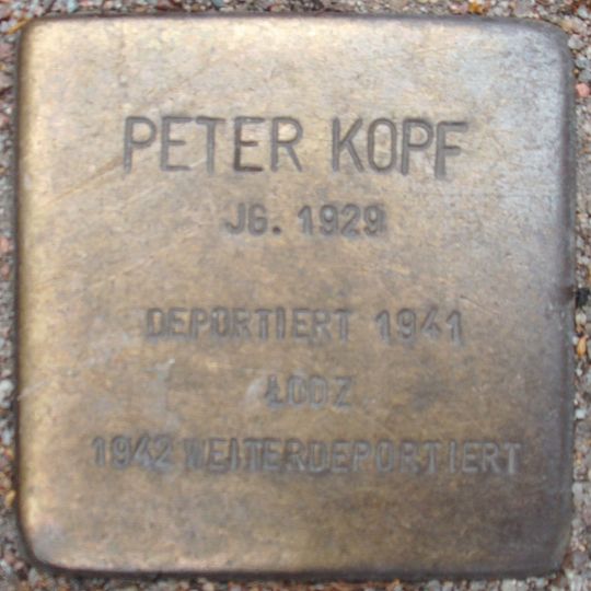 Stolperstein dedicated to Peter Kopf