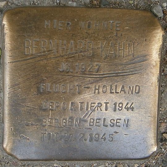 Stolperstein dedicated to Bernhard Kahn